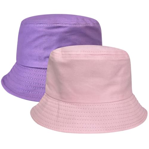 AMCEDE 2er-Pack Sonnenhut Kinder Fischerhut Atmungsaktiv mit Breiter Krempe, Faltbar, Bucket Hat mit Elastischem Bindeband für Mädchen & Jungen (5-9 Jahre, 8 Farben) von ACMEDE