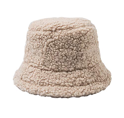 Wintermütze Bucket Hat für Damen/Mädchen, Mode Fischerhüte Warm Baumwolle Pelz Unisex Faltbar Anglerhut, Zum Einkaufen Wandern Camping Reisen Angeln, Geschenk 53-58cm von ACMEDE