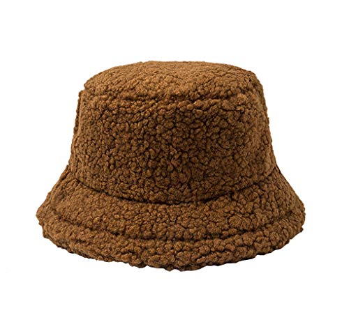 Wintermütze Bucket Hat für Damen/Mädchen, Mode Fischerhüte Warm Baumwolle Pelz Unisex Faltbar Anglerhut, Zum Einkaufen Wandern Camping Reisen Angeln, Geschenk 53-58cm von ACMEDE