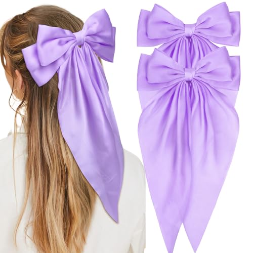 ACO-UINT Haarschleifen für Damen, seidige Satin-Haarschleifen, große Schleife, Haarspangen, niedliche Haarschleifen, Haar-Accessoires für Frauen und Mädchen, Violett, 2 Stück ACO-UINT Haarschleifen für Damen, seidige Satin-Haarschleifen, große Schleife, Haarspangen, niedliche Haarschleifen, Haar-Accessoires für Frauen und Mädchen, Violett, 2 Stück von ACO-UINT