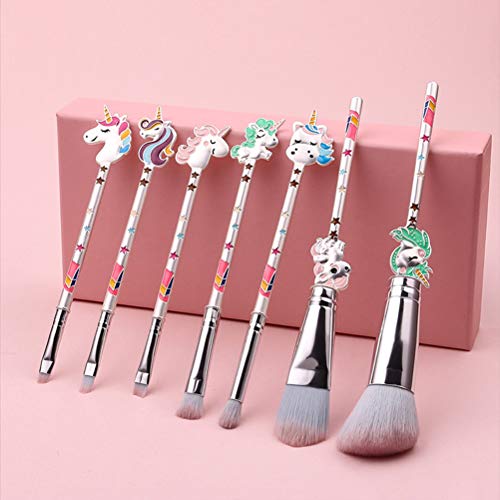 ACOGEDO 7pcs Süße Make -up -Pinsel mit Metallgriff für Lidschatten, Rouge & Highlight Kawaii Design mit Aufbewahrungstasche (COLORFUL) von ACOGEDO