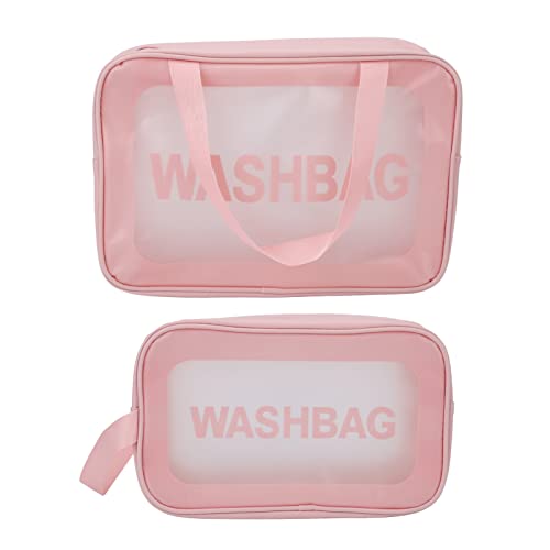 ACOGEDO Klarer Make -up -Tasche mit Reißverschluss Design Atmungsaktiv, Leicht, Tragbarer Transparenter Kosmetischer Waschbeutel für Frauen und Mädchen Erhältlich in Großen und Mittleren Größen, Pink von ACOGEDO