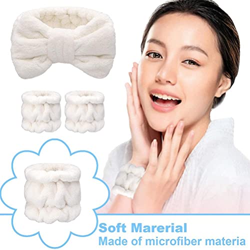 ACOGEDO Mikrofaser -Make -up Stirnband Waschbandset mit Dehnbarem Duschhaarband und Absorbierenden Armbändern für Frauen und Mädchen in Hellen Farben für Spa, Yoga und Sport (C) von ACOGEDO