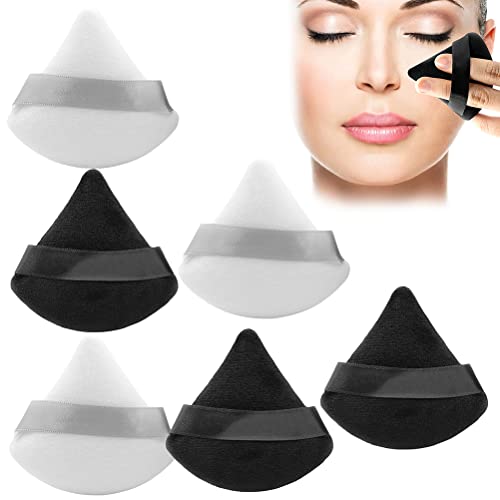 ACOGEDO Packung von 6 Dreieck Pulver Puffs für Make -up - Weiche Baumwollgesichtsblätter mit Lichtbogendesign für Frauen und Mädchen Leichtes und Kompaktes Make up Werkzeug für Wangen und Nase (3 von ACOGEDO