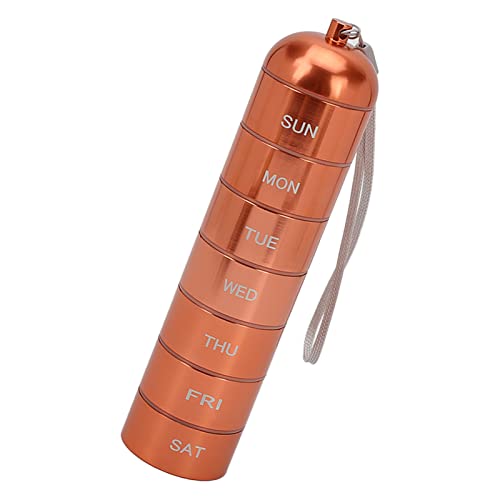 ACOGEDO Stapelbarer Metallmediziner Organizer mit 7-tägigen Fächern, Aluminium-Legierungs-Reiseschachtel, Wasserdichtes Gehäuse für Vitamine und Pillen von ACOGEDO