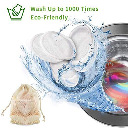 ACOGEDO Wiederverwendbare Make -up -Entfernerpolster 3 Schichten Runde Waschbare Gesichtstücher mit Bambusfaser, Enthalten Mesh Beutel für Einfache Maschinenwäsche, Ideal für Alle Hauttypen von ACOGEDO