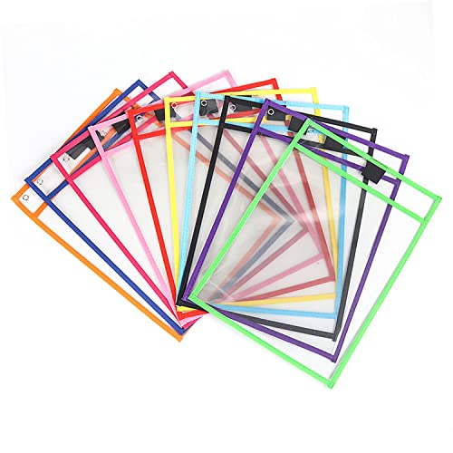 ACONDE 10 Stück Dry Erase Taschen, Wiederverwendbare A4 Trocken Abwischbare Taschen mit 10 Whiteboard-Stiften,2 Radiergummis und 2 Edelstahl-Ringe, für Büro und Schule ACONDE 10 Stück Dry Erase Taschen, Wiederverwendbare A4 Trocken Abwischbare Taschen mit 10 Whiteboard-Stiften,2 Radiergummis und 2 Edelstahl-Ringe, für Büro und Schule von ACONDE