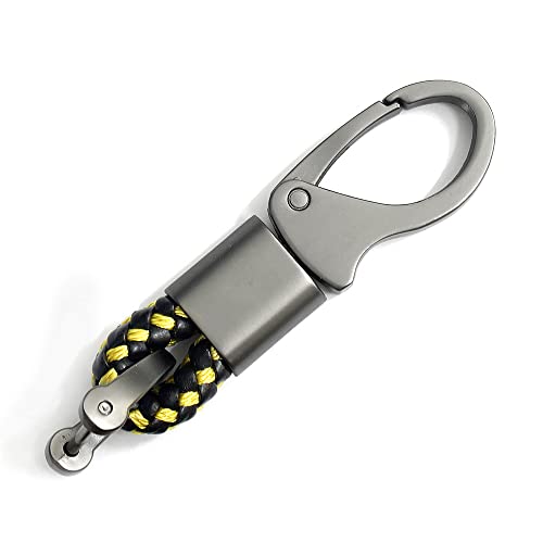 ACPURI Auto Geflochtenes Seil Zinklegierung Schlüsselanhänger Auto Schlüssel Aufhängung Verzierung Schmuck Business Geschenk für Männer Frauen (Schwarzes Gold) von ACPURI