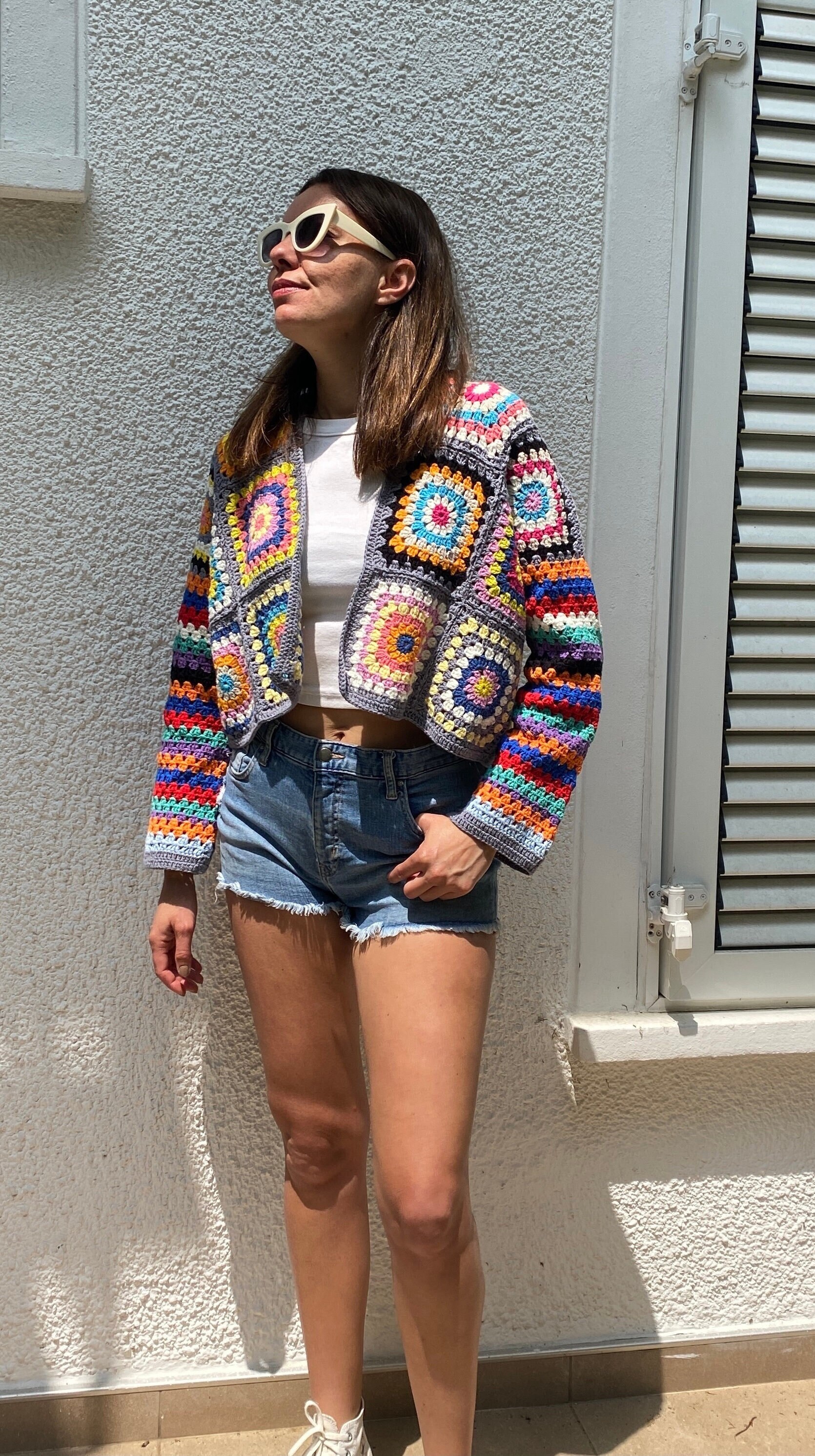 Patchwork Crochet Cardigan, Häkeln Crop Handgemachte Boho Baumwollfrauen Cardigan Patchwork Crochet Cardigan, Häkeln Crop Handgemachte Boho Baumwollfrauen Cardigan von ACRCRAFTSTUDIO