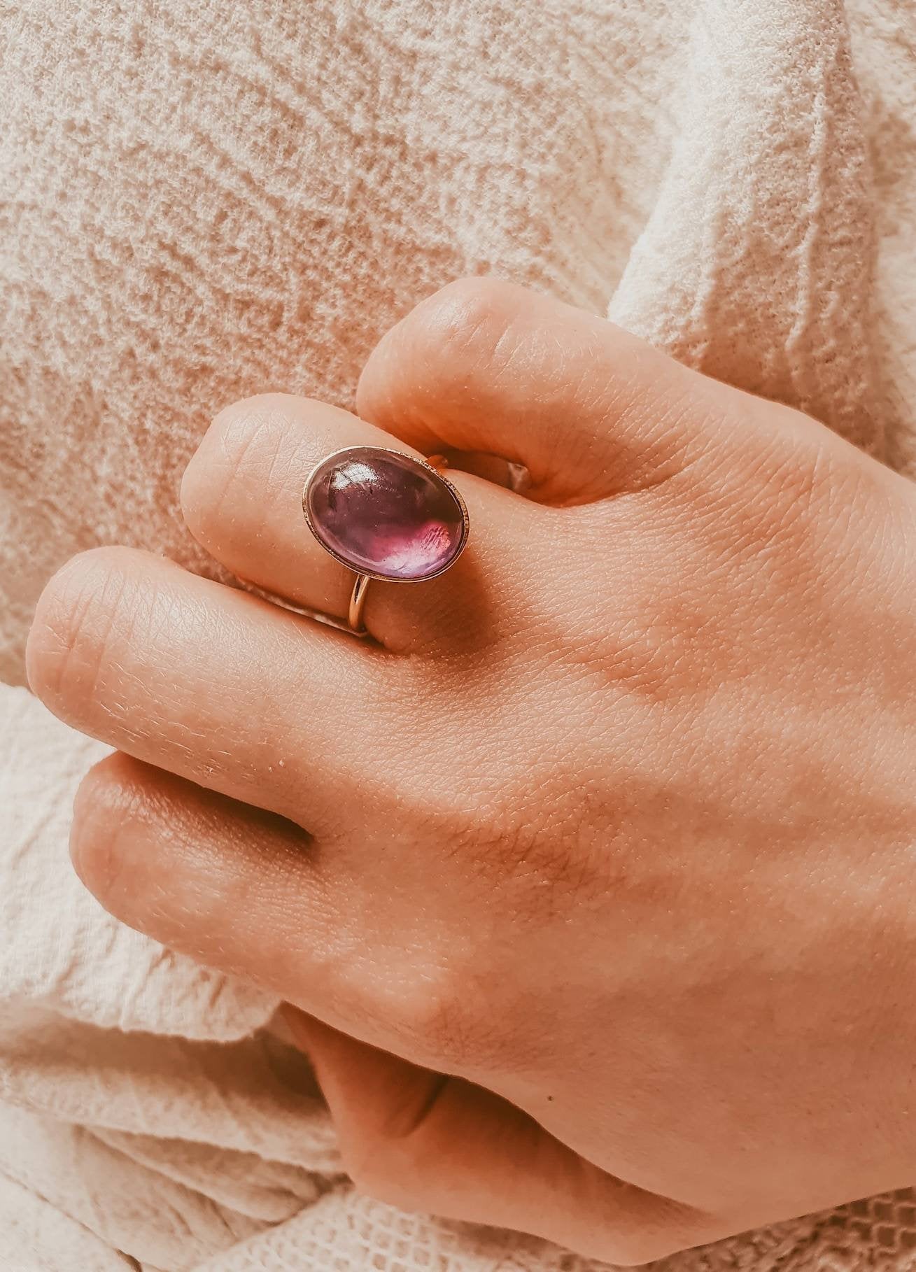 Großer Ring Amethyst | Gold Goldener Mit 14K Violetter Amethystring Natursteinring Ring Ouranie von ACTEE