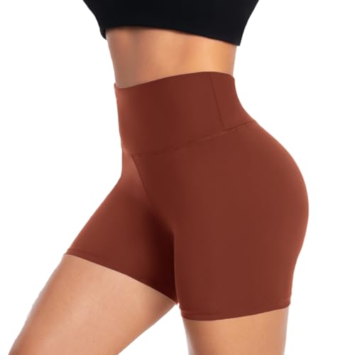 ACTINPUT Radlerhose Damen Kurze Shorts High Waist Sporthose Leggings Blickdicht Hotpants Unterhose Boxershorts Sommer(Chili rot,S-M) von ACTINPUT