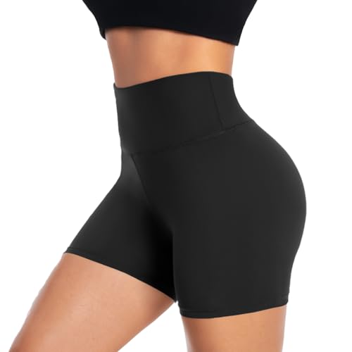 ACTINPUT Radlerhose Damen Kurze Shorts High Waist Sporthose Leggings Blickdicht Hotpants Unterhose Boxershorts Sommer(Schwarz,S-M) von ACTINPUT