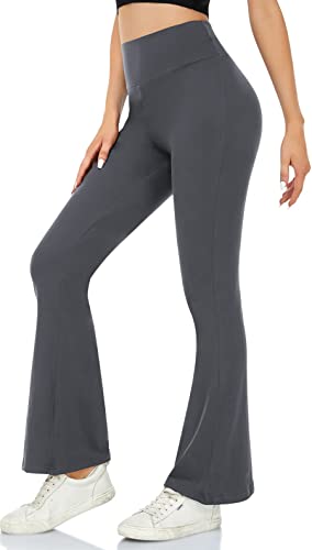 ACTINPUT Yogahose Damen Schlaghose Blickdicht Flared Leggings Bootleg Sporthose Bootcut Jogginghose Fitnesshose Jazzpants（Dunkelgrau，S） von ACTINPUT