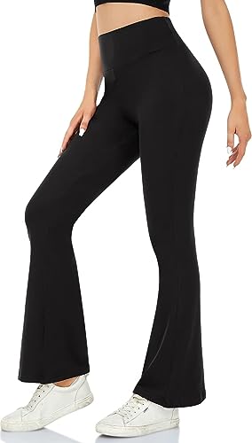 ACTINPUT Yogahose Damen Schlaghose Blickdicht Flared Leggings Bootleg Sporthose Bootcut Jogginghose Fitnesshose Jazzpants（Schwarz，XL） von ACTINPUT