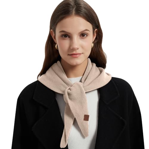 ACUSHLA Dreieckstuch aus Wolle Strick Dreieck Schal mit Reiskorn Strickmuster in Unifarben, Leichtes Tuch weich viele Farbkombinationen Leichter Schal (Light Beige) von ACUSHLA