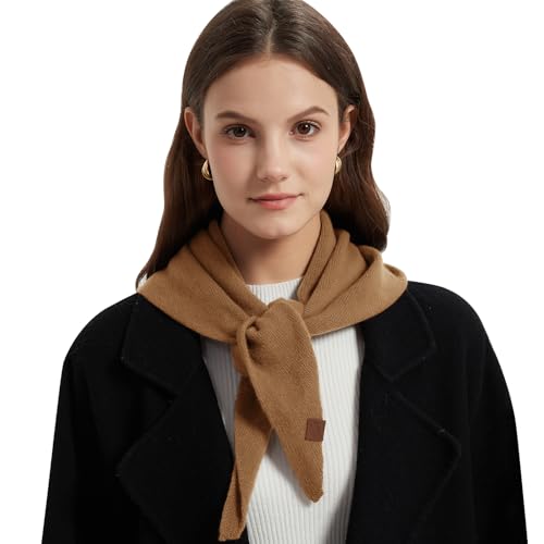 ACUSHLA Dreieckstuch aus Wolle Strick Dreieck Schal mit Reiskorn Strickmuster in Unifarben, Schal, Leichtes Tuch weich viele Farbkombinationen Leichter Schal (Kamel) von ACUSHLA