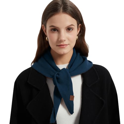 ACUSHLA Dreieckstuch aus Wolle Strick Dreieck Schal mit Reiskorn Strickmuster in Unifarben, Schal, Leichtes Tuch weich viele Farbkombinationen Leichter (Ozeanblau) von ACUSHLA