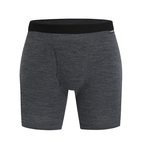 ACUSHLA Unterwäsche aus Merinowolle für Herren – atmungsaktiv, weich, Geruchskontrolle, Boxershorts, Unterhose, Unterhose, Dunkelgrau 06, X-Large von ACUSHLA