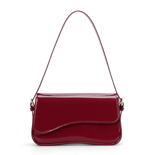 ACUYE Y2K Clutch Geldbörse für Damen, Dunkelrot, Leder, Crossbody, Hobo-Tasche mit verstellbarem Riemen, Burgunderrot, 04-Patent Red, 25cm ACUYE Y2K Clutch Geldbörse für Damen, Dunkelrot, Leder, Crossbody, Hobo-Tasche mit verstellbarem Riemen, Burgunderrot, 04-Patent Red, 25cm von ACUYE