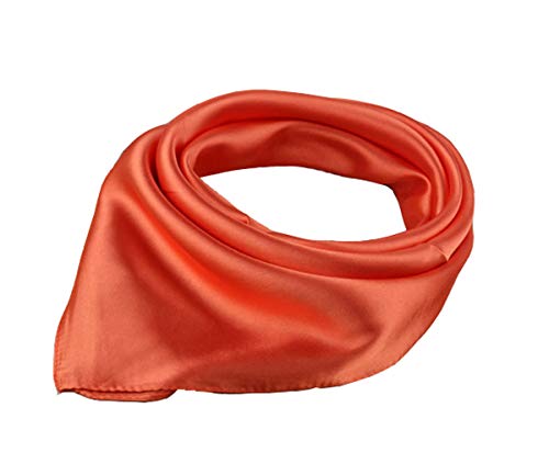 ACVIP Damen Einfarbig Halstuch Kopftuch Nickituch Frauen Satin Quadratisches Halstuch(Orange) von ACVIP