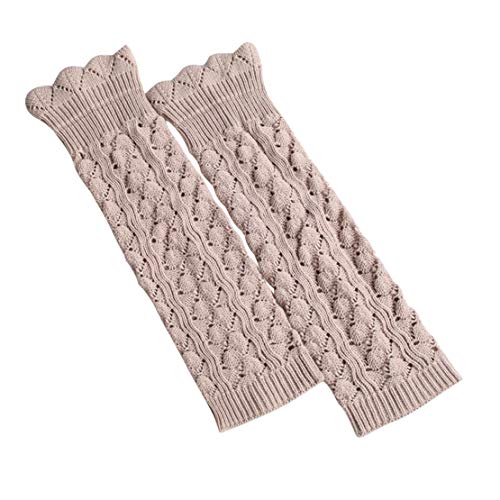 ACVIP Damen Lange Imitation Spitze Hohle Stulpen Beinstulpen Warme Legwarmers(Beige) von ACVIP