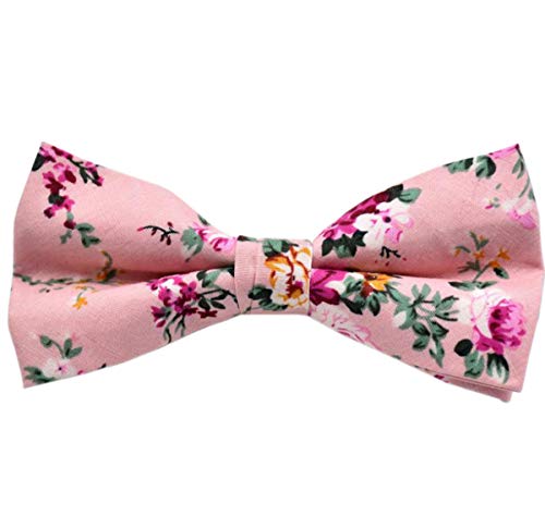 ACVIP Herren Fliege mit Blumenmuster Baumwolle Freizeit Verstellbar Smoking Schleife Schlips(Rosa) von ACVIP