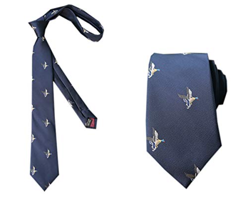 ACVIP Herren Krawatte mit Tier Stickerei Muster Klassische 7cm Krawatte Necktie(Marineblau-Vögel) von ACVIP