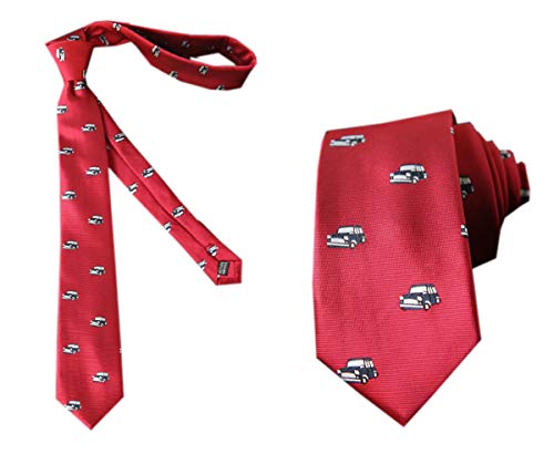 ACVIP Herren schmale Krawatte 6 cm breit,für jeden Anlass mit Automuster/Fahrradmuster(Rot Auto 1) von ACVIP