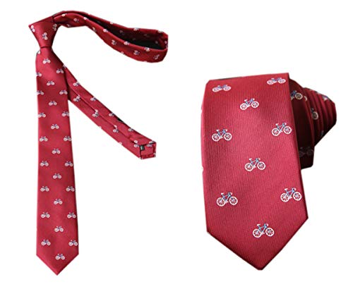 ACVIP Herren schmale Krawatte 6 cm breit,für jeden Anlass mit Automuster/Fahrradmuster(Rot Fahrrad) von ACVIP