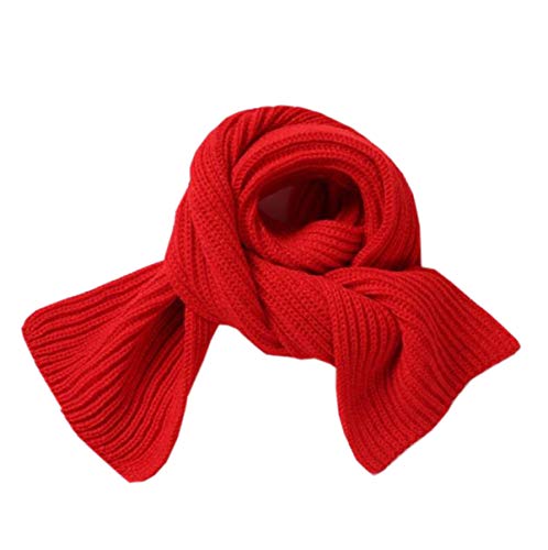 ACVIP Kinder Strickschal Winter Warme Stricken Schal Junge Mädchen einfarbiges Halsschal(Rot) von ACVIP