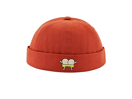 ACVIP Kinder Vintage Docker Mütze aus Baumwolle Seemannsmütze Hafenmütze Bikercap für Jungen Mädchen(Hutumfang 50 cm,Braunrot) von ACVIP