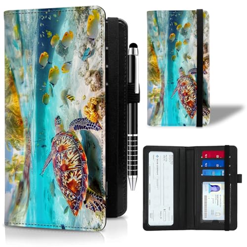 ACWDMKH Scheckbuchhülle aus Leder für Männer und Frauen, Scheckbuchhülle für persönliche Scheckbuchhalter, RFID-blockierende Scheckbuchhülle, Scheckbuchhülle für doppelte Schecks, mit einem Stift von ACWDMKH