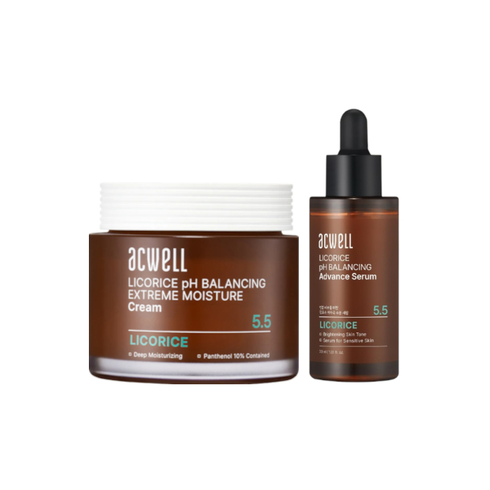 ACWELL - Licorice pH Balancing Advance Serum - 30ml + Extreme Moisture Cream - 55ml Set von ACWELL