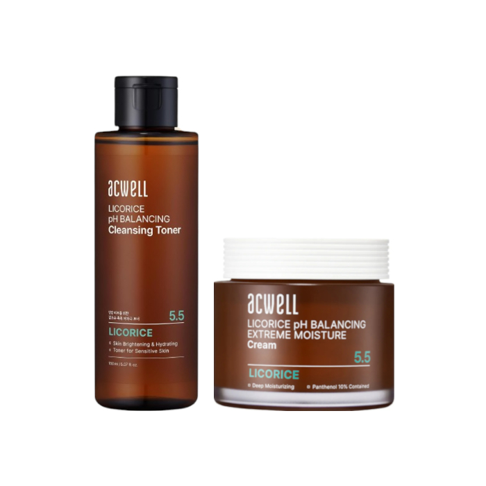 ACWELL - Licorice pH Balancing Cleansing Toner - 150ml + Extreme Moisture Cream - 55ml Set von ACWELL