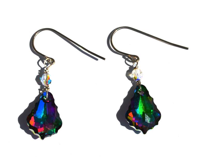 Regenbogen Aurora Sterling Silber Swarovski Ohrringe von ACWJewelryDesign