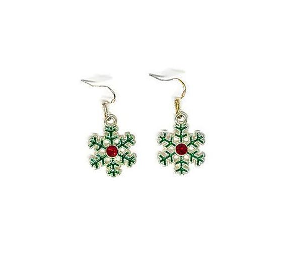 Rot Und Grün Funkelnde Schneeflocken Ohrringe von ACWJewelryDesign