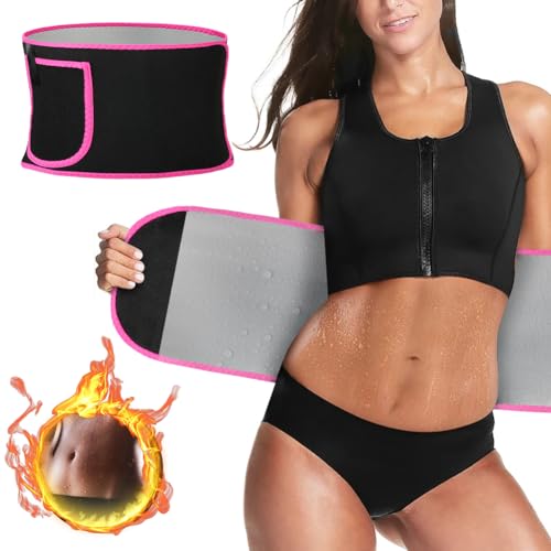 ACWOO Bauchweggürtel Herren Damen, Hula Hoop Gürtel, Schwitzgürtel, Bauchgürtel Neopren Nano Silber, Bauch Weg Trainer, Sweat Belt Waisttrainer von ACWOO