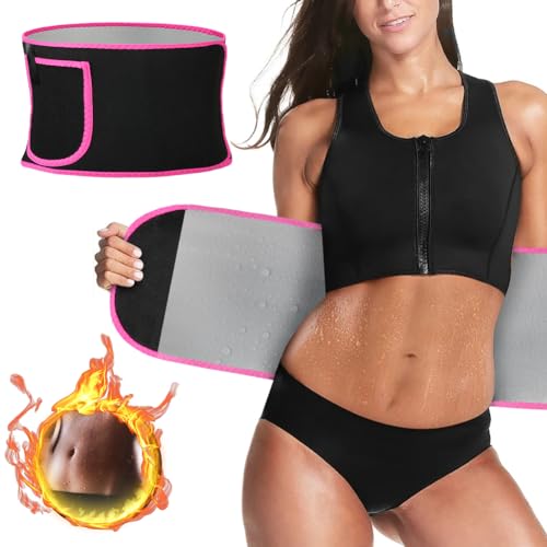 ACWOO Bauchweggürtel Herren Damen, Hula Hoop Gürtel, Waist Trimmer, Fitness Gürtel Verstellbarer, Bauchgürtel Neopren Nano Silber, Sweat Belt Waisttrainer, Rückenbandage, Sportgürtel(Lila) von ACWOO
