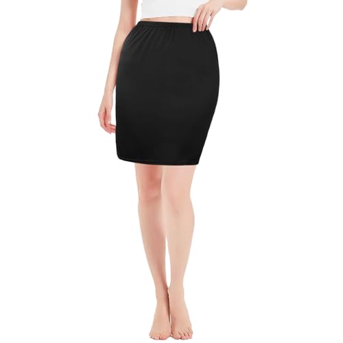ACWOO Damen Unterrock kurz, Solide Kurzer Rock Innen Unterrock, Kurz Halbrock Weich Unterröcke für Frauen Einfarbig Hautfreundlich TäGlich,45CM von ACWOO