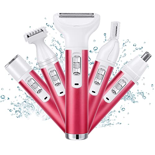 ACWOO Elektrischer Rasierer für Frauen, 5-In-1 Elektrischer Damenrasierer, Damen Rasierer für Frauen, Haartrimmer für Gesicht Nase Achseln Intimbereich Bikinizone, USB-Aufladung von ACWOO