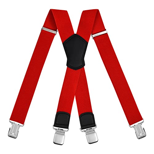 ACWOO Hosenträger für Herren, Hosenträger Herren Extra Stark Breit 4 Cm, Einstellbar und Elastisch Einheitsgröße Hosenträger Damen mit Sehr Starken 4 Metall Clips, Hosenträger Rot ACWOO Hosenträger für Herren, Hosenträger Herren Extra Stark Breit 4 Cm, Einstellbar und Elastisch Einheitsgröße Hosenträger Damen mit Sehr Starken 4 Metall Clips, Hosenträger Rot von ACWOO