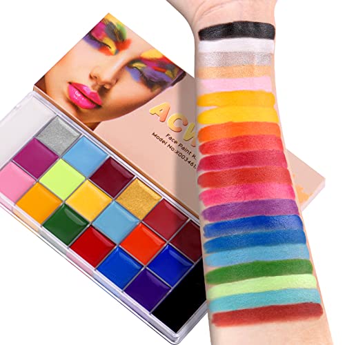 ACWOO Face Bodypainting Farben Se, 20 Bodypainting für Theaterschminke, Faschingsschminke Face Paint, Gesichtsfarbe Körperfarben Set,Tattoo Farbe Palette für Halloween Fasching Karneval von ACWOO