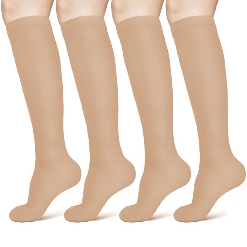 ACWOO Kompressionsstrümpfe für Damen Herren, 2 Paar Stützstrümpfe Medizinisch Kompressionssocken mit 15-20 Mmhg Thrombosestrümpfe, Compression Socks für Laufen, Sport, Flug, Radsport(Hautfarbe L/XL) von ACWOO