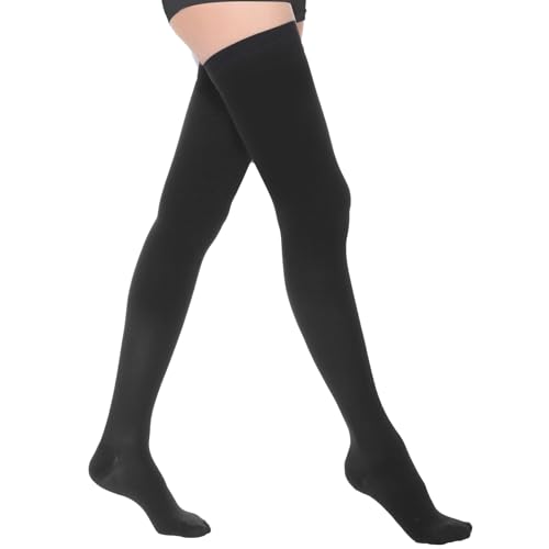 ACWOO Medizinische Kompressionsstrümpfe Lang, 23-32 mmHg Stützstrümpfe Strümpfe Damen Herren, Kompressionssocken Thrombosestrümpfe Compression Socks, Schwarz (C) von ACWOO