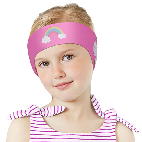 ACWOO Schwimmen Stirnband, Wasserdichtes Schwimmband Neopren Stirnband Kinder Ohrenband, Swimming Kopfband Haarband mit Klettverschluss für - Schwimm Ear Band für Kinder & Erwachsene(Einhorn,L) von ACWOO