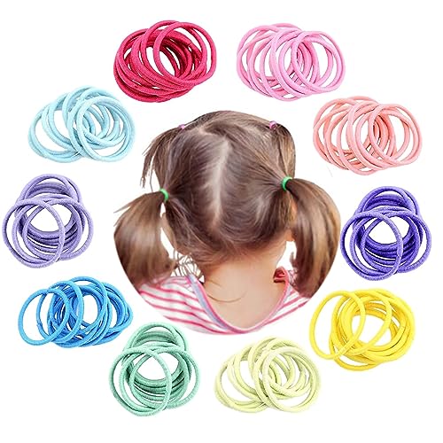 100 Stück Haargummis Mädchen, Bunt Elastisch Haargummis, 3cm Pferdeschwanz Inhaber, Klein Haargummi, Mini Haarband Baby, Haargummis Mädchen, Für Kinder, Babys, kleine Mädchen, von ACYDSR