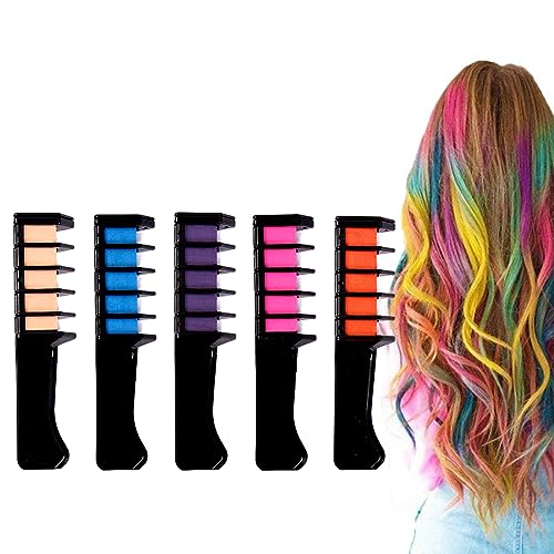 5 Stück Haarkreide Kamm, Haar Colorationen Temporäre, Haarfarbe für Kinder Mädchen, Instant Einmalige Haar Colorationen, Für Karneval, Cosplay, Party, Weihnachten, Halloween, Geburtstag (5 Farben) von ACYDSR