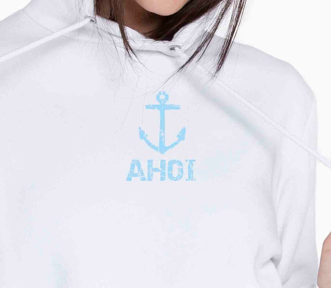 Bügelmotiv "Ahoi" | Maritim Stand Bügelbild Bügeltransfer Strandmotiv Anker Strandliebe Ironpatch Flexfolie Meer von ACdesignsDE