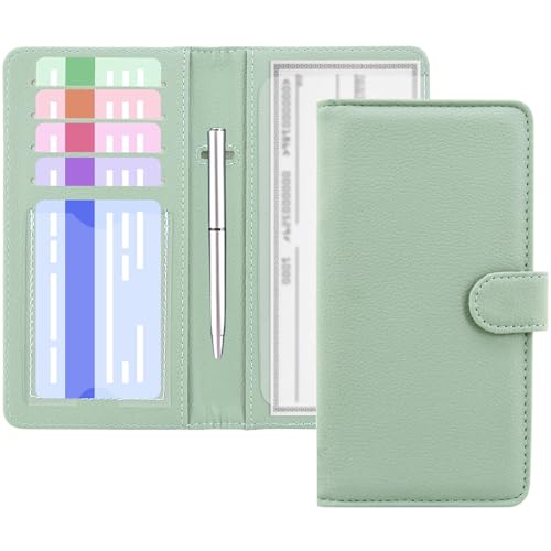 ACdream Scheckbuchhülle, Leder, RFID-blockierend, Scheckbuch-Brieftasche, Agavengrün, 2020 Checkbook Cover with Magnet Closure, Casual ACdream Scheckbuchhülle, Leder, RFID-blockierend, Scheckbuch-Brieftasche, Agavengrün, 2020 Checkbook Cover with Magnet Closure, Casual von ACdream