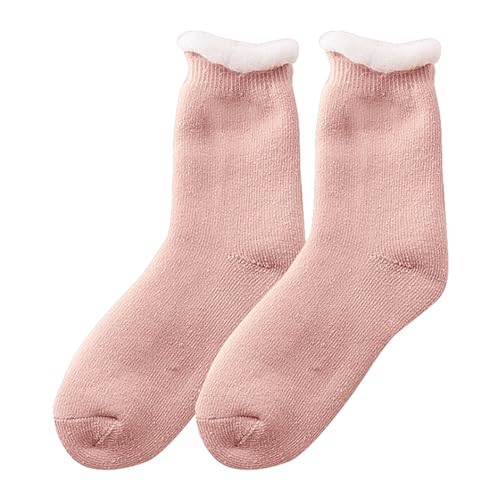 ACemt Gummistiefel Strumpf Dicke Socken für Herbst und Winter mit Plüsch und verdickten warmen und dicken Korallensamtsocken für Damen Schwarze Socken Herren 46 (Pink, One Size) von ACemt